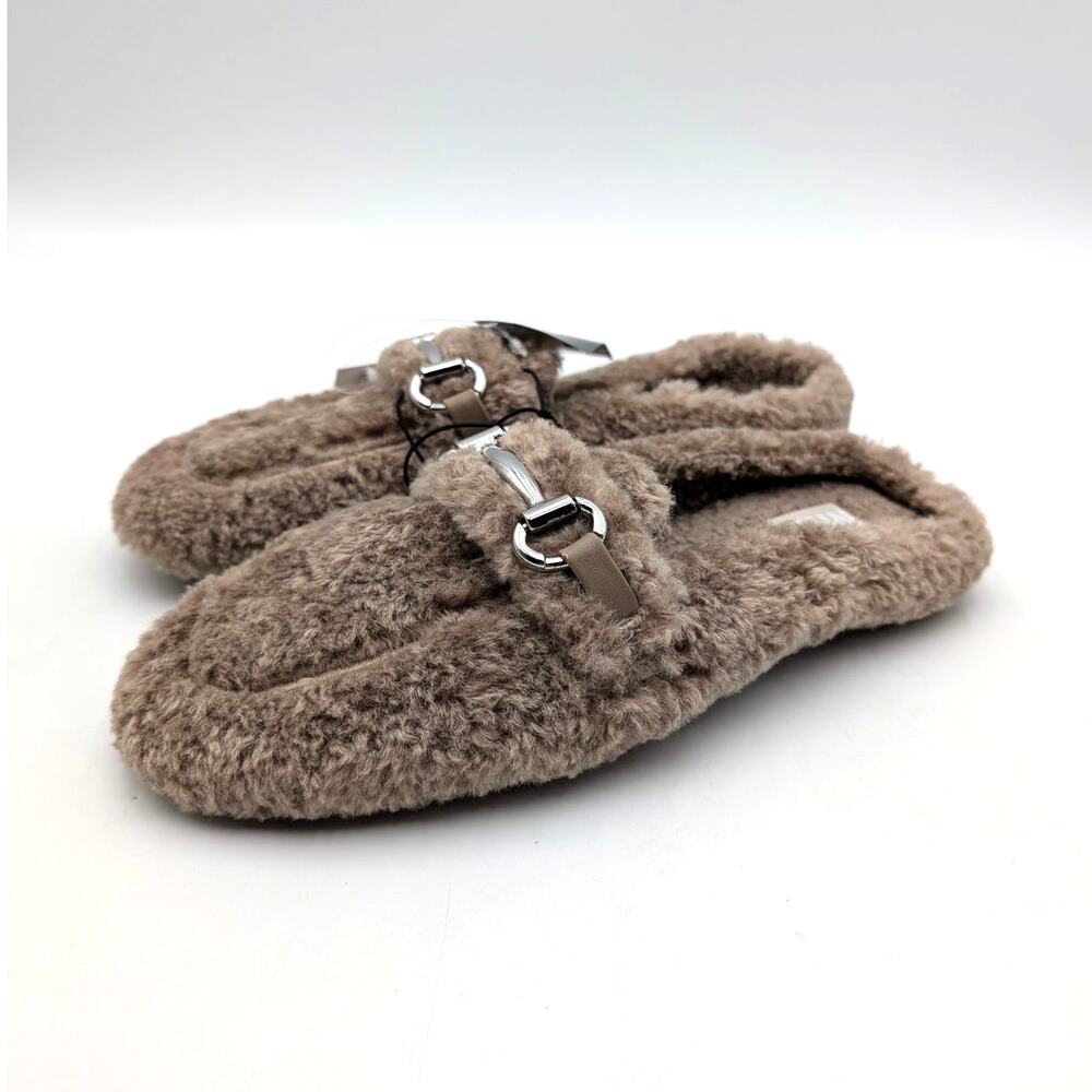 MIA Harmonie Faux Shearling Bit Slipper Shoes Women's Gray Size US6M EU36.5
